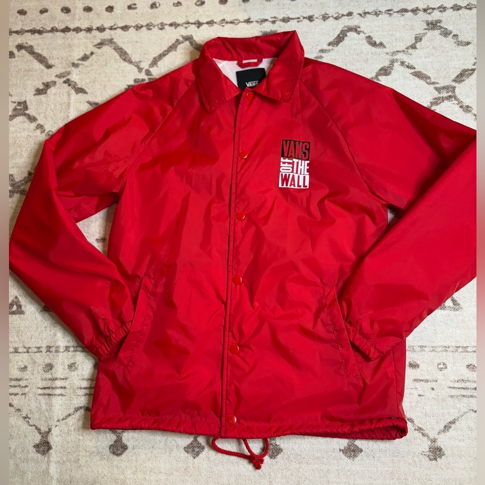 Vans Red Windbreaker Lightweight Sporty Jacket